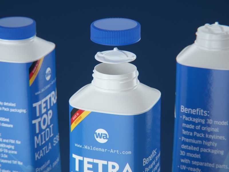 Tetra Top MIDI 500ml 3D model of carton package with KATLA S38 closure