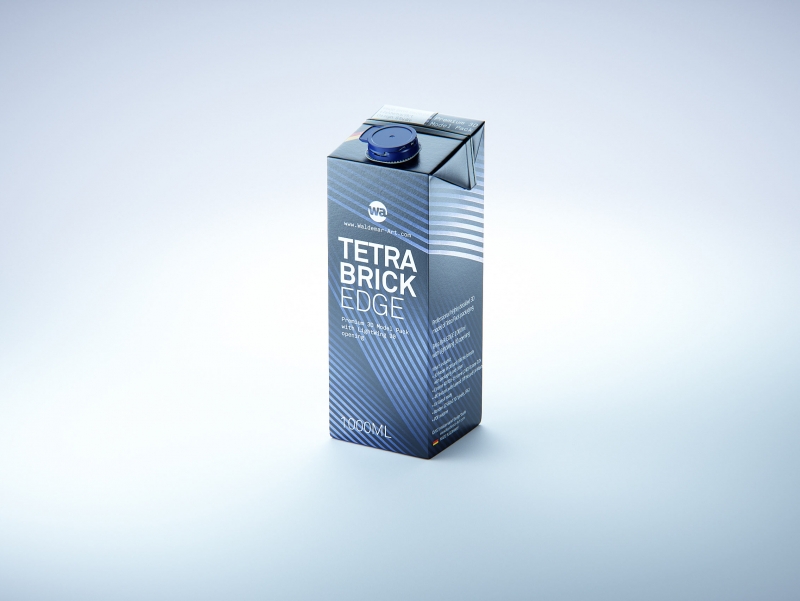 Tetra Pak Brik Edge 1000ml with tethered cap LightWing 30 premium carton packaging 3D model