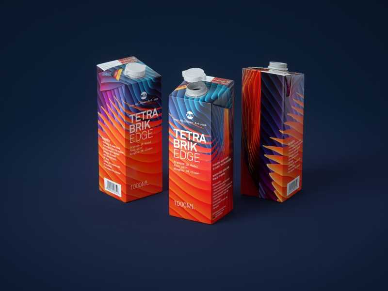 Premium packaging 3D model pak of Tetra Pack Brick EDGE 1000ml with WingCap 30 opening