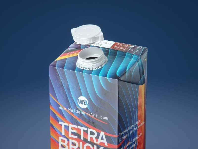 Tetra Pack Brick EDGE 1500ml with WingCap30 Carton packaging professional 3D model pak