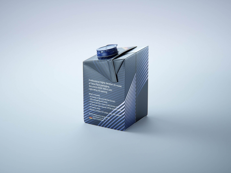 Tetra Brik Edge 500ml with LightWing 30 premium carton packaging 3D model