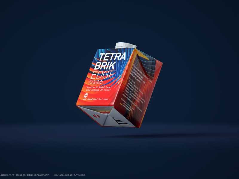 Tetra Pack Brick EDGE 500ml Premium packaging 3D model pak with WingCap 30 closer