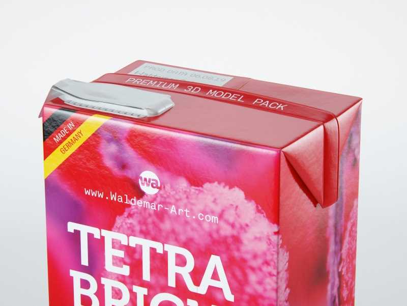Tetra Pack Brick Aseptic Mid 1000ml packaging 3D model pak with FlexiCap