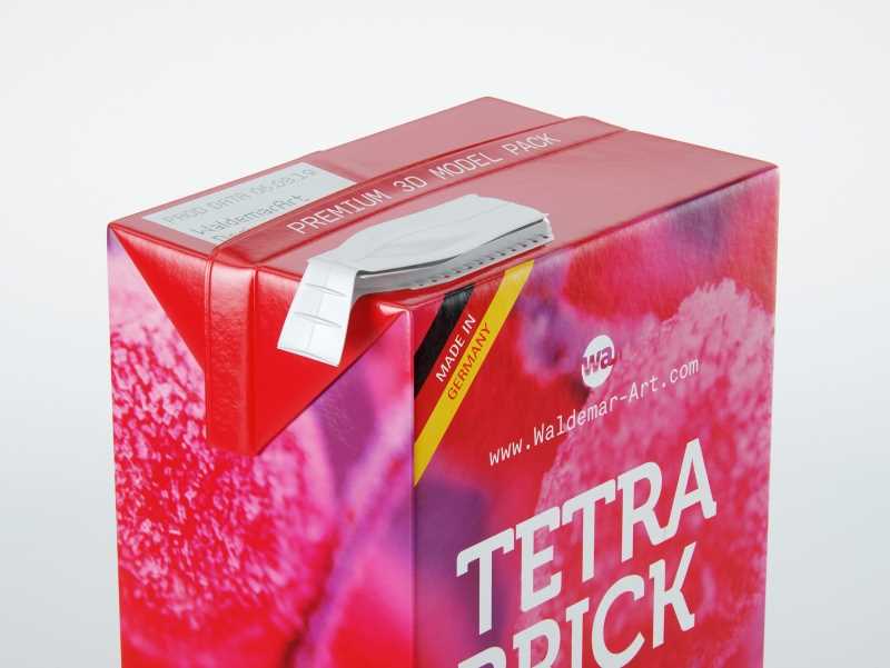 Tetra Pack Brick Aseptic Mid 1000ml packaging 3D model pak with FlexiCap