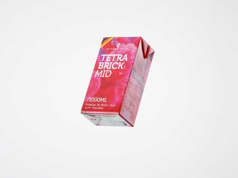 Tetra Pack Brick Aseptic Mid 1000ml packaging 3D model pak with FlexiCap
