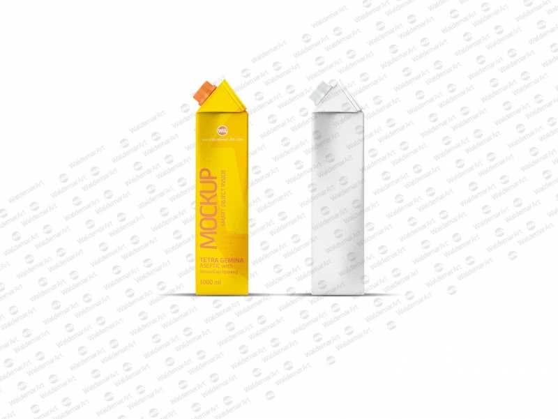 Tetra Pack Gemina Aseptic 1000ml Square Package MockUp with