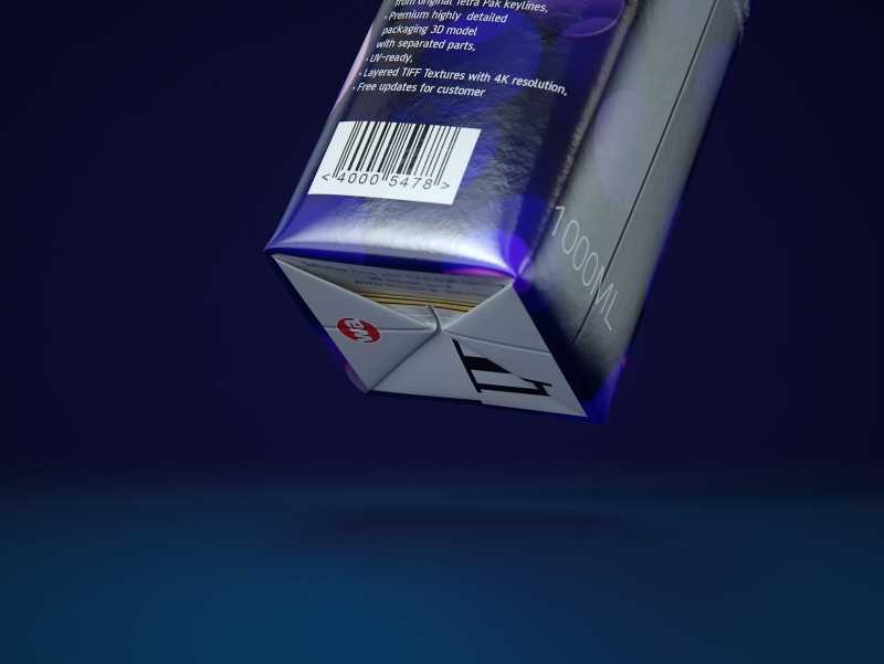 3d model pak of the Tetra Pack Top Base 1000ml with Eifel O38 closer