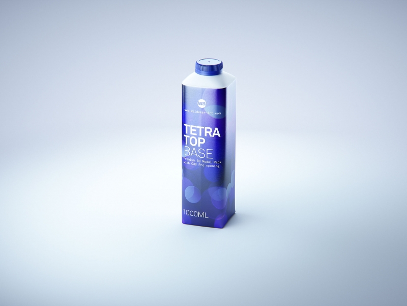 Tetra Top Base 1000ml with tethered cap C38Pro premium carton packaging 3d model