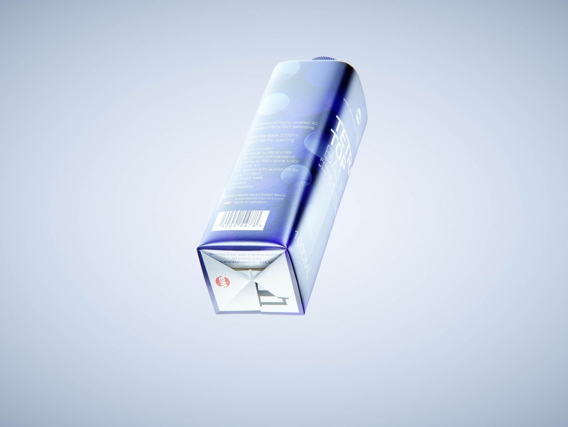 Tetra Top Base 1000ml with tethered cap C38Pro premium carton packaging 3d model