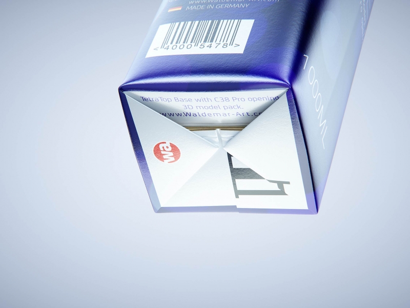 Tetra Top Base 1000ml with tethered cap C38Pro premium carton packaging 3d model
