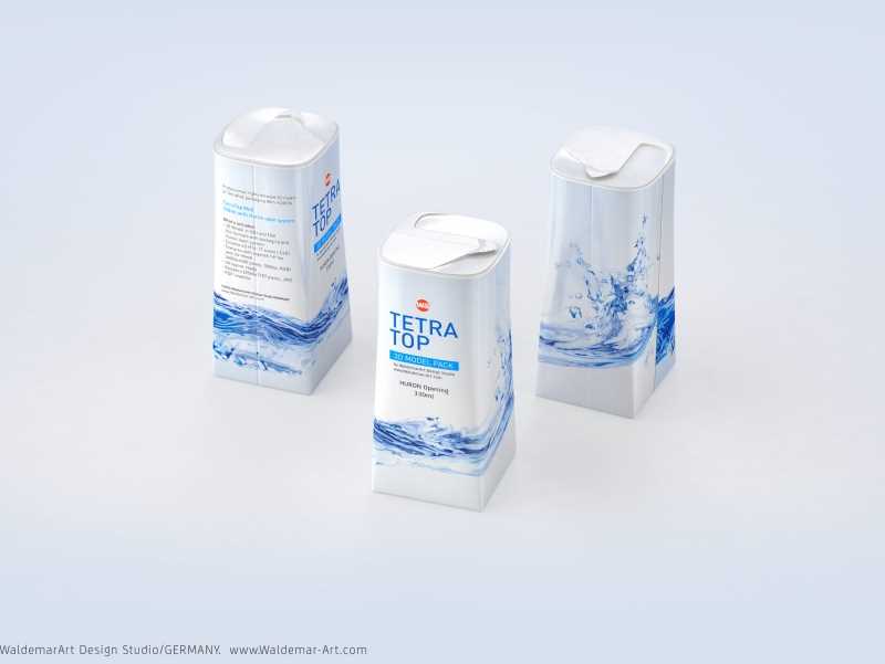 Packaging 3D model of Tetra Pack Top Midi 330ml with Huron