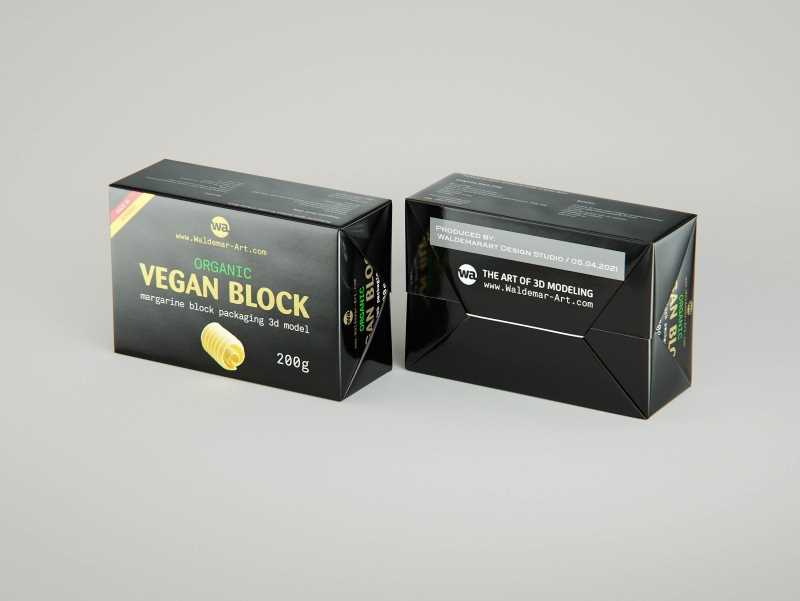 Vegan Butter Block 200g packaging 3D model