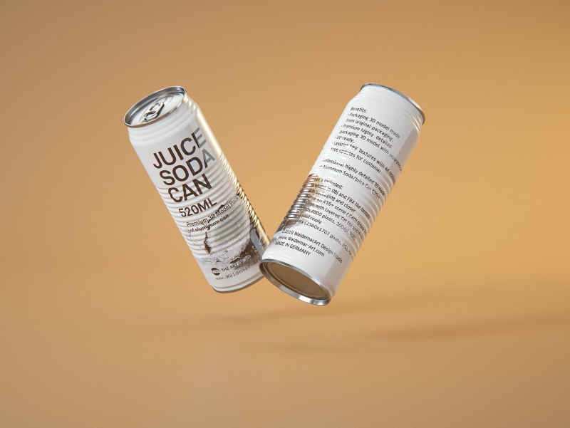Juice Metal  Can 520ml Premium packaging 3D model pack