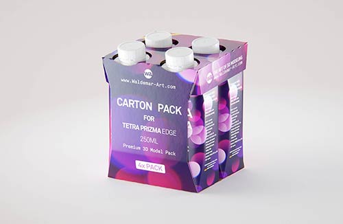 Tetra Pack Brick Base Crystal 200ml Premium packaging 3d model with a straw