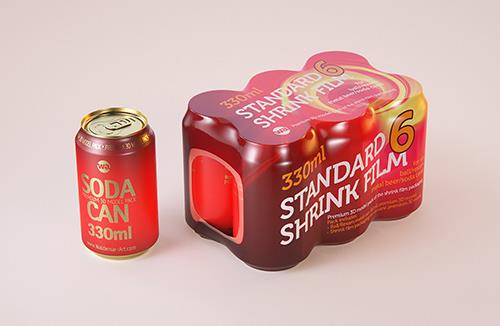 8x250ml Slim Soda Can Carton Pack 3D model