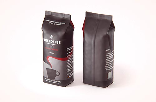 Coffee Plastic Bag with a Tab 250g 3D model 