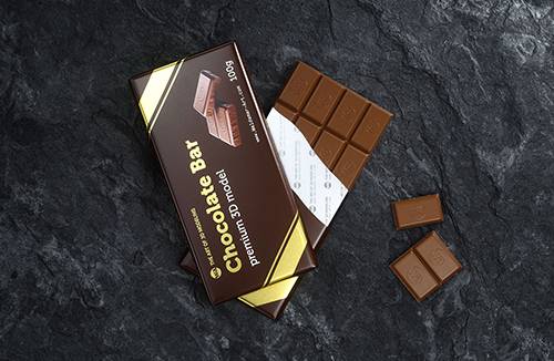 Chocolate Bar 100g wrapped in Foil and Paper packaging – Premium 3D packaging Model Set