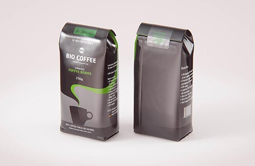 Slim Coffee Paper bag 250g with stitches and a label premium packaging 3d model
