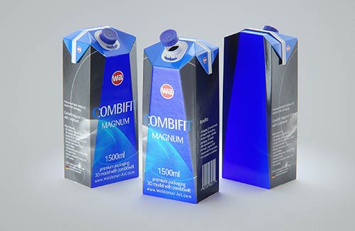 Packaging MockUp of Tetra Pack Evero Aseptic Base-D 1000ml with OrionTop-O38A Side View