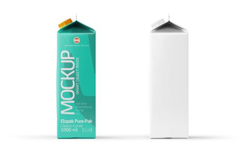 Mockup of Elopak Pure-Pak Diamond-Curve 1000ml packaging - Front view