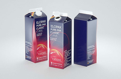 Mockup of Elopak Pure-Pak Diamond-Curve 1000ml packaging - Side view