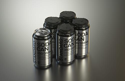 Cardboard holder for 6 (six) BALL (REXAM) Standard Soda/Beer Can 330/355ml packaging 3D model