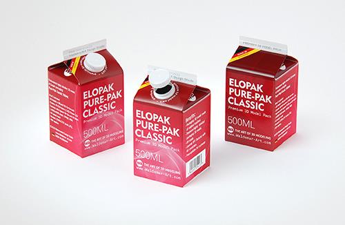 Premium carton packaging 3D model of Elopak Pure-Pak Sense Linea 1000ml with tethered cap TwistFlip 29