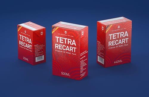 Tetra Top MIDI 200ml 3D model of carton package with Eifel O38 closure