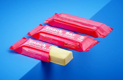 Protein / Snack bar (40g) with partially opened packaging premium 3D model