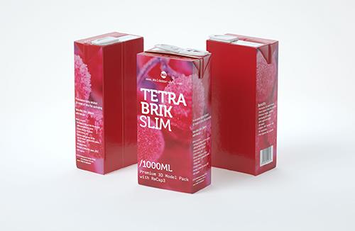 Tetra Pack Brick Slim 375ml with a Straw and Pull Tab packaging 3D model pak
