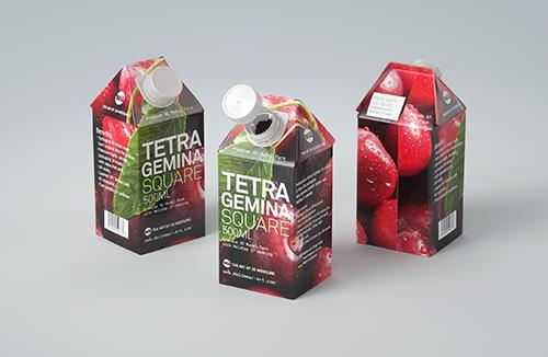 Tetra Brick Square 500ml with SimplyTwist closer premium packaging 3D model