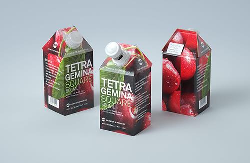 Mockup of Tetra Pack Brick 1000ml Square with HeliCap 27 - Front view