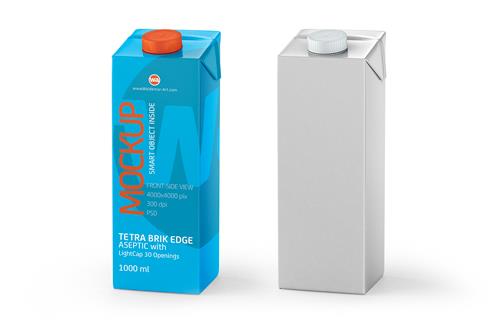 Mockup of Elopak Pure-Pak Diamond-Curve 1000ml packaging - Front view