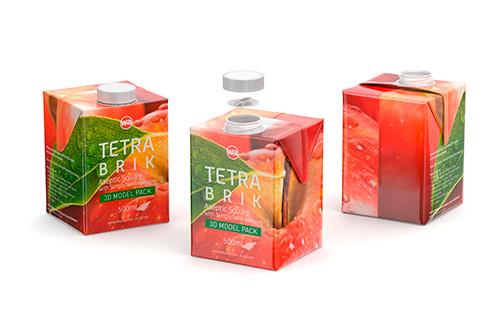 Tetra Pack Brick Slim 300ml with a Straw and Pull Tab packaging 3D model pak