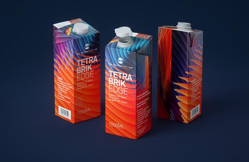 Tetra Brick Base 250ml with a Straw and Pull Tab packaging 3d model pak