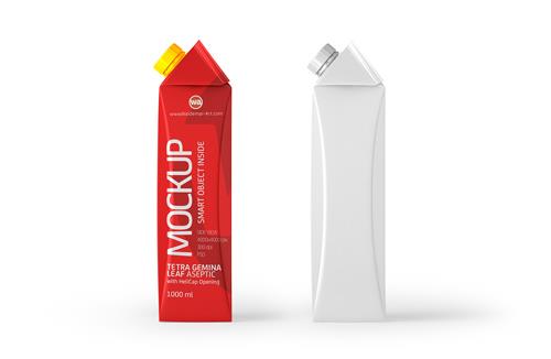 Packaging MockUp of Tetra Pack Top Aseptic Midi 330ml with Eifel-O38