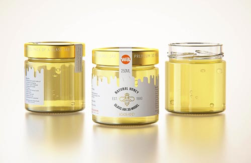 Set of x3 Acacia Honey Glass Jar 50g packaging 3d model