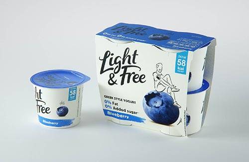 DANONE Light and Free Yogurt Blueberry 4x (115g) product 3D visualization