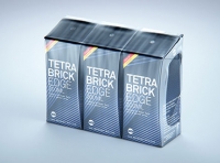 3x200ml Shrink Film Tetra Brik Edge with a packed straw packaging 3d model