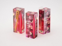 Tetra Pack Brick Slim Leaf 200ml with a Straw packaging 3D model pak