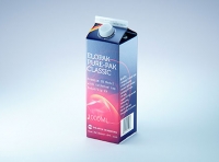 Premium milk packaging 3D model of Elopak Pure-Pak Classic 1000ml with tethered cap TwistFlip 29