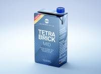 Tetra Brick MID 1000ml with HeliCap23 Pro premium carton milk packaging 3D model