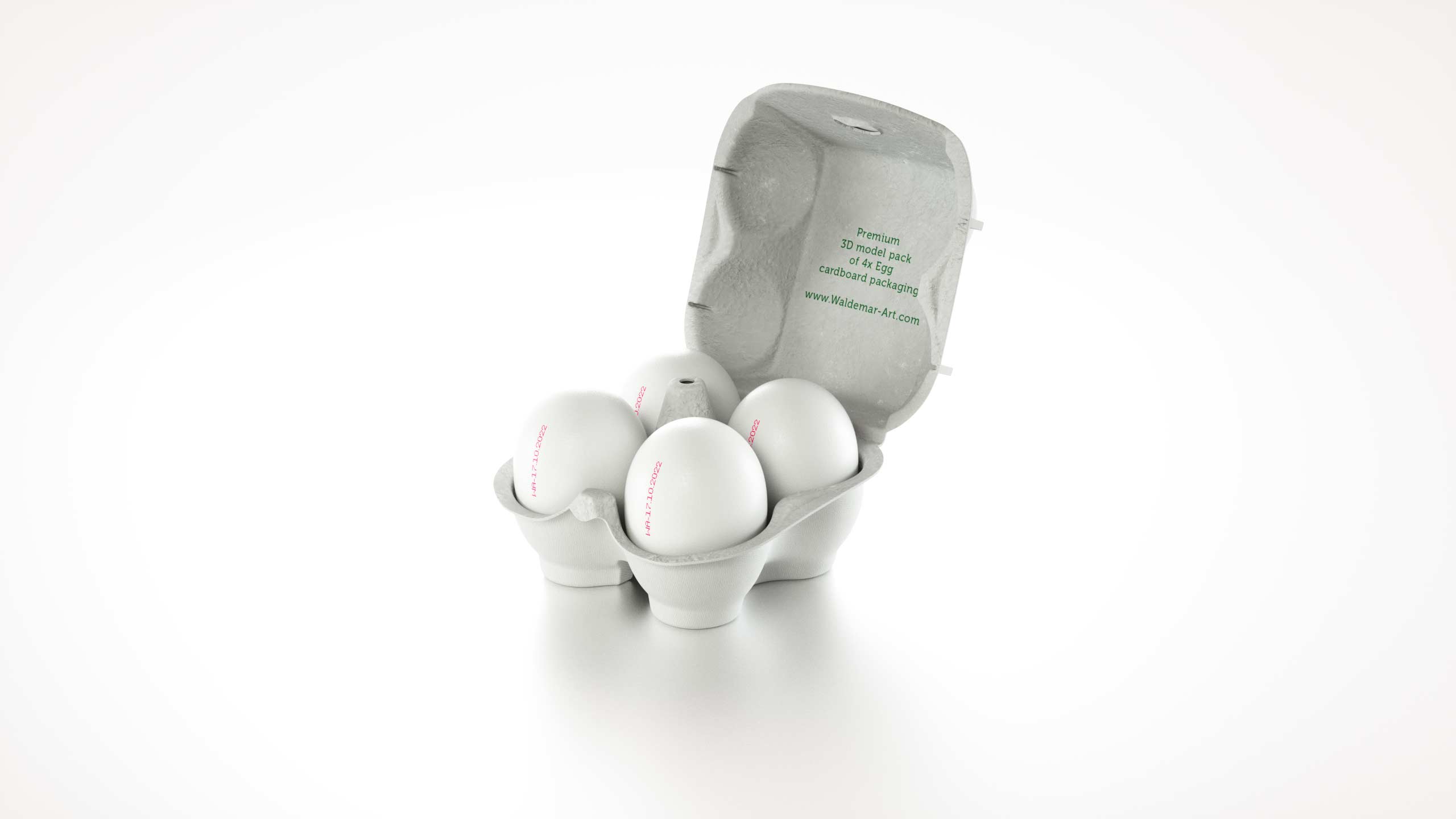 x4 Egg Cold Pressed Paper Carton box packaging 3D model pack
