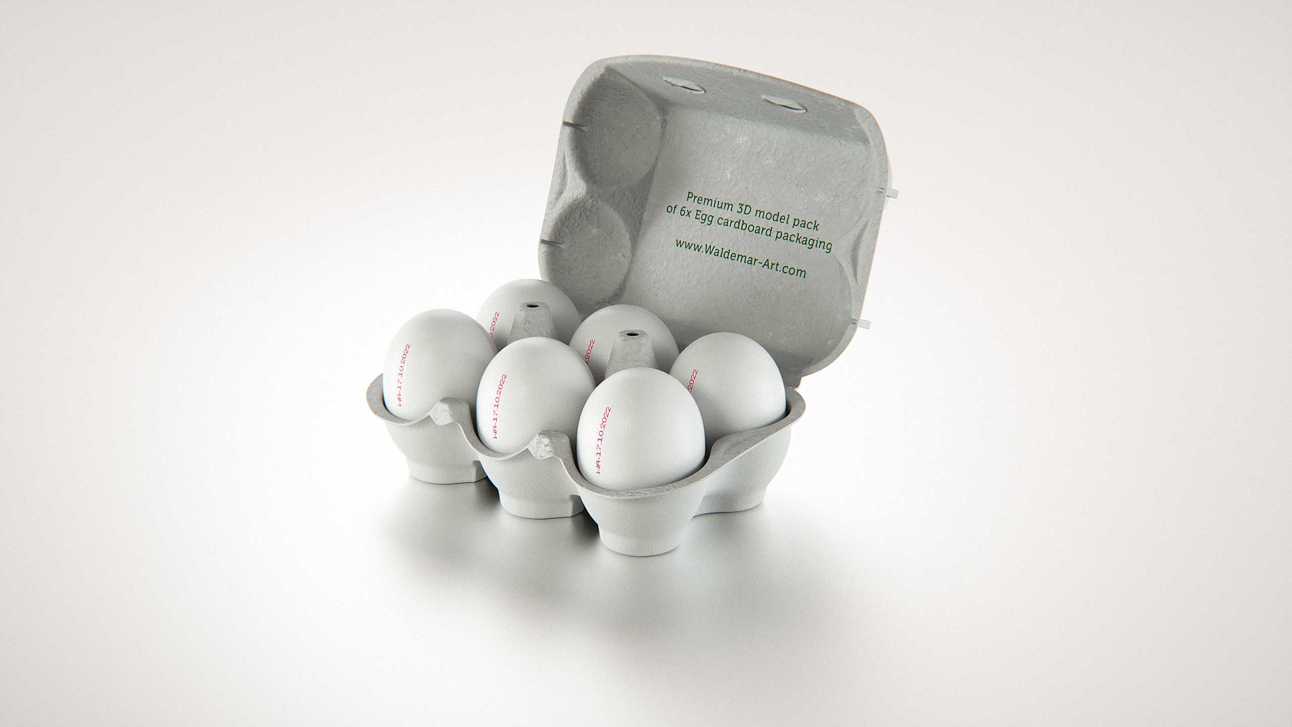 6x Egg Cold Pressed Paper Carton box packaging 3D model pack